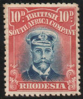 Rhodesia BSA Company 1913-22 Admiral 10d Die III Perf 14 mounted mint. SACC 270. Cat R650 (2023-25)