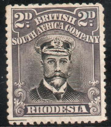 Rhodesia BSA Company 1913-22 Admiral 2d Die III Perf 14 mounted mint. SACC 255. Cat R700 (2023-25)