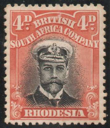 Rhodesia BSA Company 1913-22 Admiral 4d Die I Perf 14 mounted mint. SACC 211. Cat R500 (2023-25)