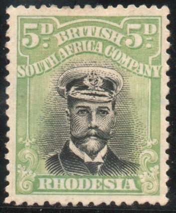 Rhodesia BSA Company 1913-22 Admiral 5d Die III Perf 14 mint no gum. SACC 263. Cat R400 (2023-25)