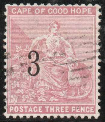 Cape of Good Hope 1880 3d surcharge very fine used. SACC 33. Cat R300 (2023-25)