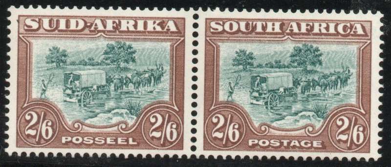 South Africa 1947-54 Screened pictorials 2/6d pair with heatwave effect umm. SACC 120b. Cat R700.