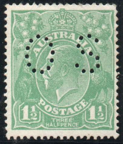 Australia 1918-23 Official 1½d green mint no gum. SG O70. Cat £45 (2022)
