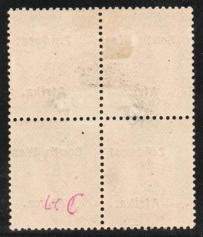 South West Africa Postage Due 1924-26 Group V ovpt ½d block of 4 mm. SACC 21. Cat R600 (2023-25)