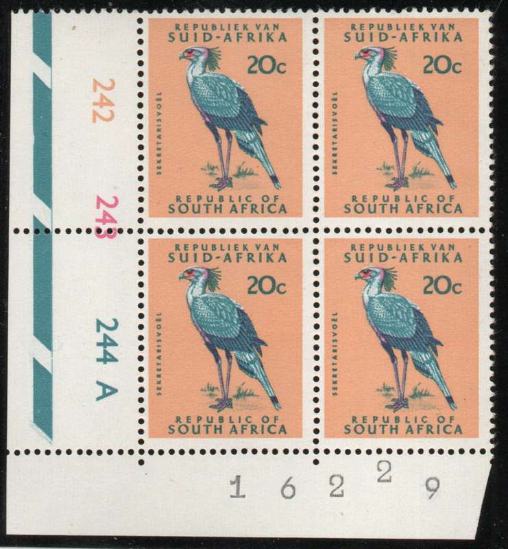 South Africa 1967-71 Definitive 20c control block of 4 umm. SACC 271. Cat R600. (2023-25)