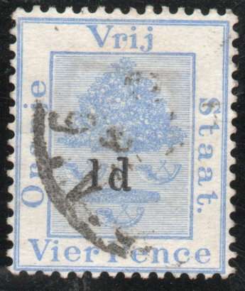 Orange Free State 1890 1d on 4d Type B very fine used. SACC 34. Cat R900 (2023-25)