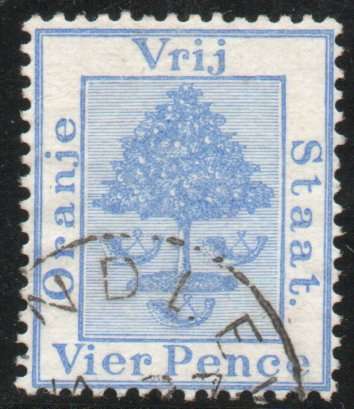 Orange Free State 1878 4d pale blue very fine used. SACC 10. Cat R90 (2023-25)