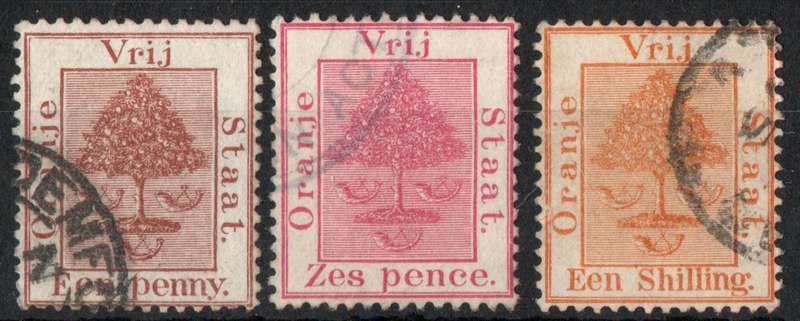 Orange Free State 1868 Definitive 3 very fine used. SACC 1, 4 & 5. Cat R290 (2023-25)