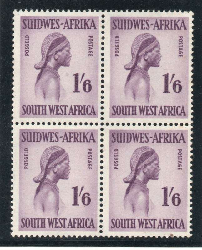 South West Africa 1960 Definitive 1/6d block of 4 umm wmk Coat of Arms. SACC 198. Cat R2200