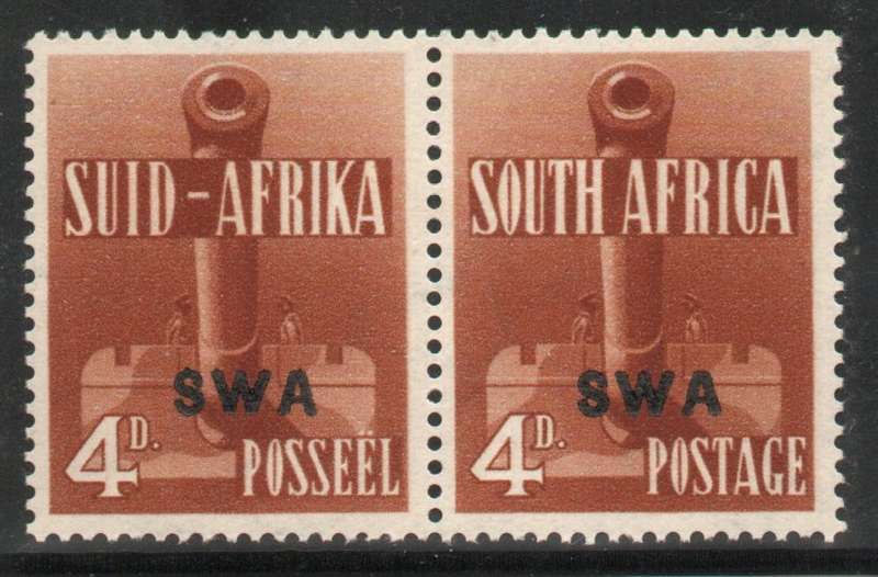 South West Africa 1941-42 Large War 4d pair unmounted mint with var. SACC 146. Cat R220 (2025)
