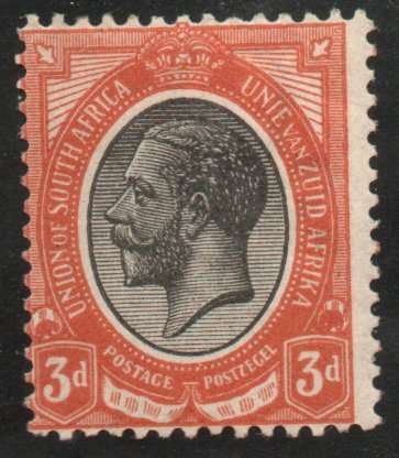 South Africa 1913 KGV 3d mounted mint with perf shift variety. SACC 7. Cat R100 (2023-25)