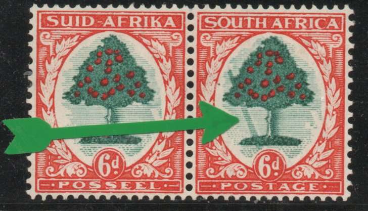 South Africa 1933-48 Definitive 6d pair with "falling ladder" var lmm. SACC 60c. Cat R2300 (2023-25)