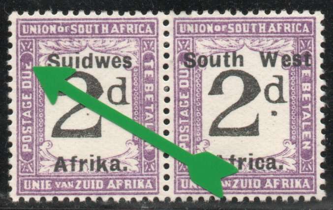 South West Africa 1927 Postage Due 2d mm with damaged "E" in DUE. SACC 35. Cat R70 (2023-25)
