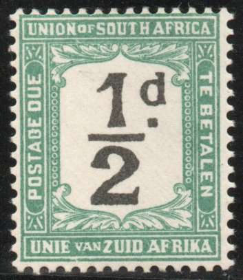 South Africa 1922-26 Postage Due ½d with "Postade" variety unmounted. SACC 11a. Cat R1200 (2023-25)