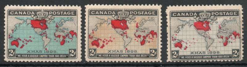Canada 1898 Imperial Penny Post set of 3 shades mounted mint. SG 166-168. Cat £90 (2022)