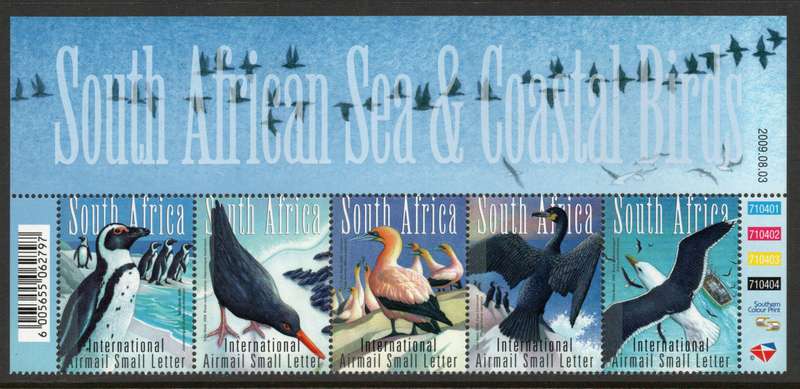 South Africa 2009 South African Sea & Coastal Birds strip of 5 umm. SACC 1962-66. Cat R250 (2023-25)