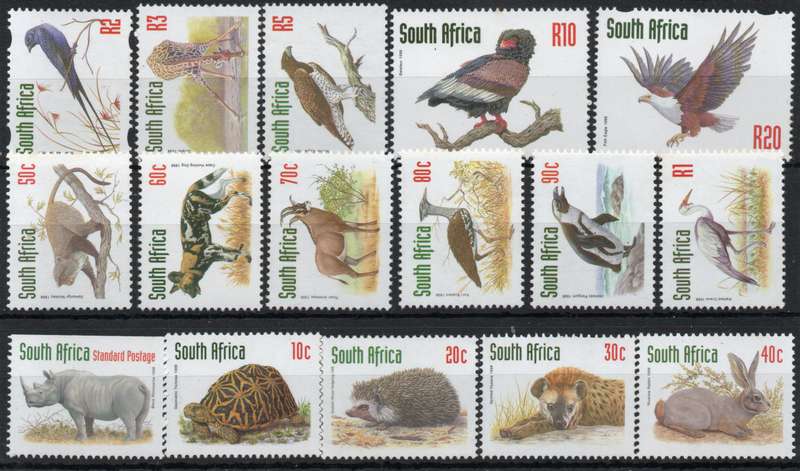 South Africa 1998 Redrawn 6th Definitive set of 16 umm. SACC 1157-71 + 1086. Cat R438 (2023-25)