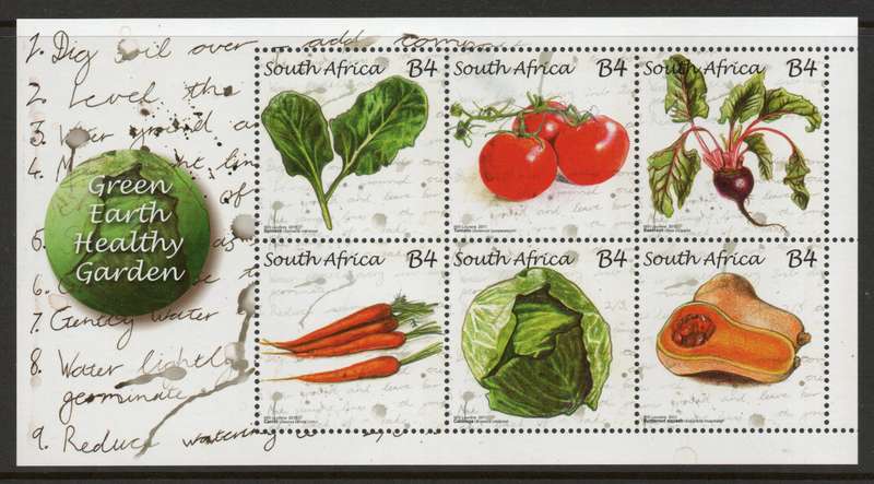 South Africa 2011 "Green Awareness" mini sheet of 6 unmounted mint. SACC 2197. Cat R400 (2023-25)