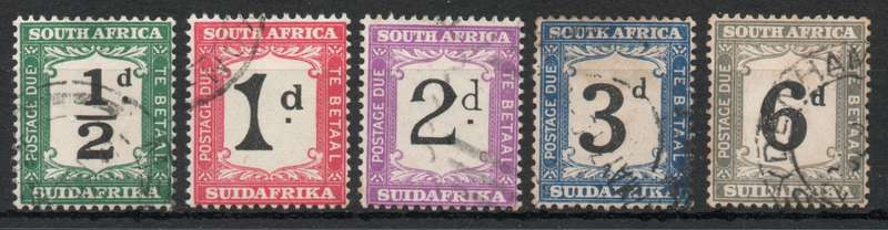 South Africa 1927-28 Postage Due set of 5 fine used. SACC 17-21. Cat R581 (2023-25)