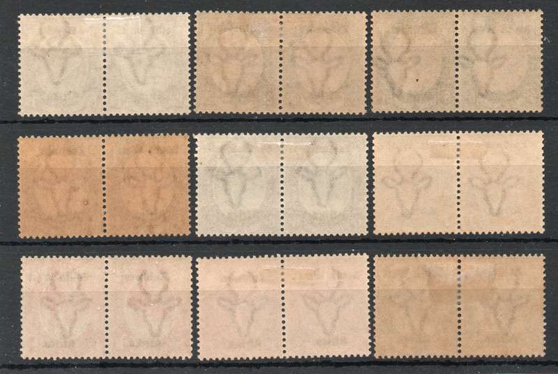 South West Africa 1923 KGV Type III ovpt short set of 9 pairs lmm. SACC 16-24. Cat R9420 (2023-25)