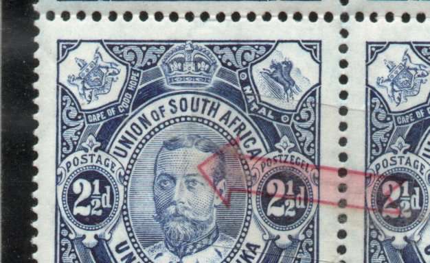 South Africa 1910 Opening of Union Parliament 2½d blue white gum block of 6 umm. SACC 1a. Cat R540+
