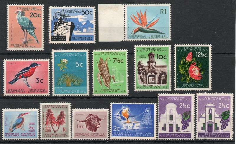 South Africa 1961 definitive set of 13 lightly mounted mint. SACC 197-209. Cat R1121 (2025)