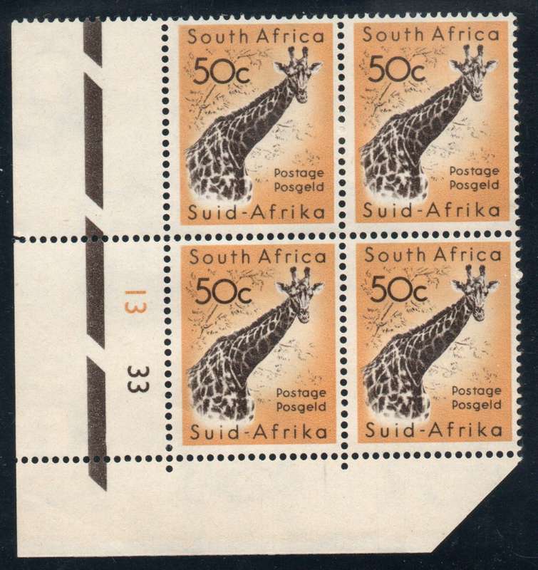 South Africa 1961 Definitive 50c control block of 4 unmounted mint. SACC 195. Cat R700 (2023-25)
