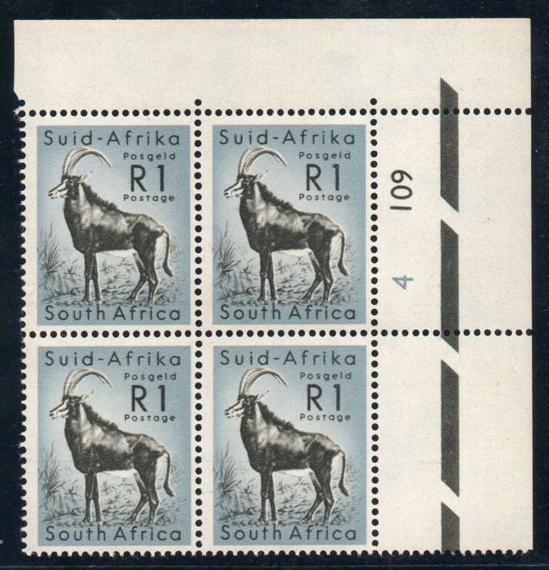 South Africa 1961 Definitive R1 control block of 4 unmounted mint. SACC 196. Cat R2200 (2023-25)