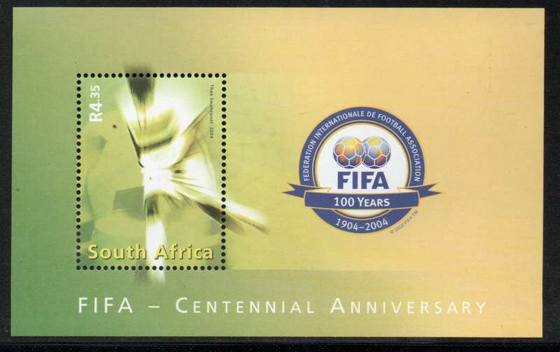 South Africa 2004 FIFA Centennial Anniv Mini Sheet unmounted mint. SACC 1622. Cat R250 (2023-25)