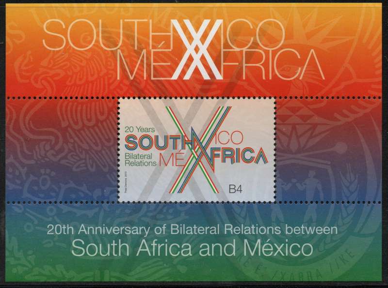 South Africa 2013 South Africa / Mexico Relations m/s unmounted mint. SACC 2244. Cat R100 (2023-25)