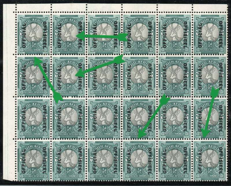 South Africa 1944 ½d Official (Type IV) block of 24 unmounted mint. SACC 34. Cat R9600 (2025)