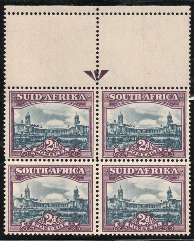 South Africa 1947-54 Definitive 2d top arrow block of 4 unmounted mint. SACC 115. Cat R200 (2025)
