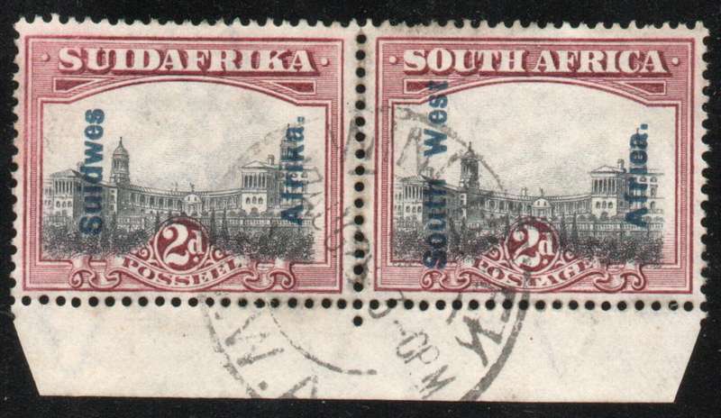 South West Africa 1926-27 Definitive 2d pair very fine used. SACC 75. Cat R130 (2025)