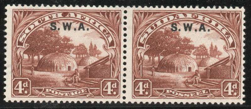 South West Africa 1927-30 Definitive 4d pair unmounted mint. SACC 85. Cat R900 (2023-25)