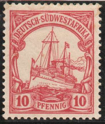 South West Africa 1901 Yacht Definitive 10 Pfg rose red no Wmk lmm. SACC 15. Cat R330 (2025)