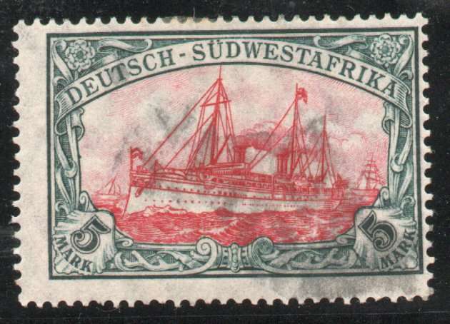 South West Africa 1906-19 Yacht Definitive 5 Mark Wmk Lozenges part gum. SACC 34. Cat R1200 (2025)