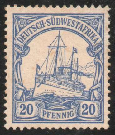 South West Africa 1901 Yacht Definitive 20 Pfg blue no Wmk lmm. SACC 16. Cat R800 (2025)