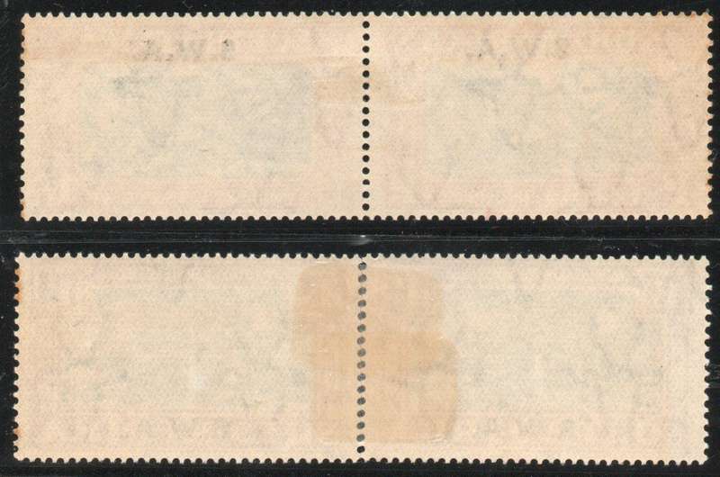 South West Africa 1938 Voortrekker Commemoration set of 2 pairs mm faults. SACC 136-137. Cat R750