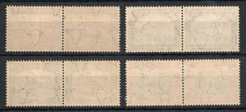 South West Africa 1945-50 Officials set of 4 prs mounted (1d) & umm. SACC 18-20 & 22 Cat R1400(2025)