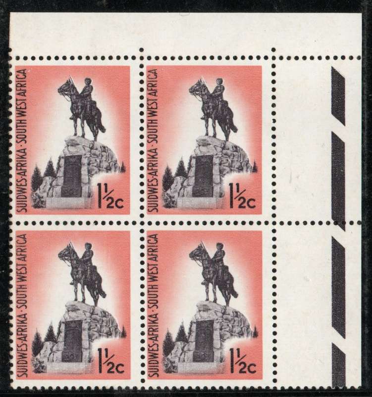 South West Africa 1970-71 Definitive 1½d corner block of 4 umm. Group VI. SACC 215. Cat R800 (2025)