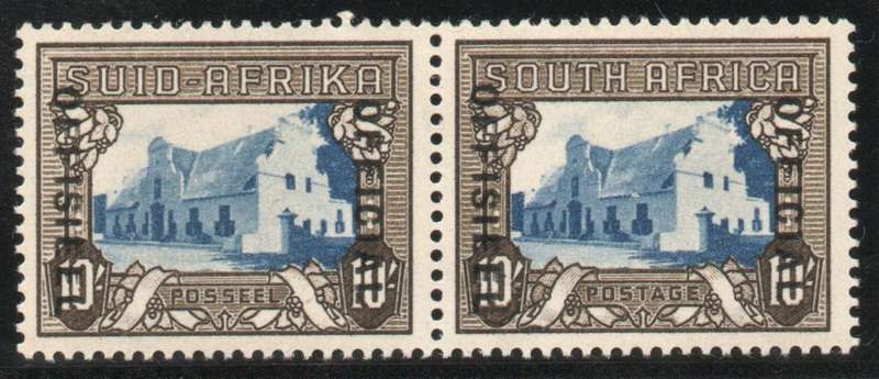 South Africa 1932-33 Official 10/- pair lightly mounted mint. SACC 34. Cat R2000 as umm.