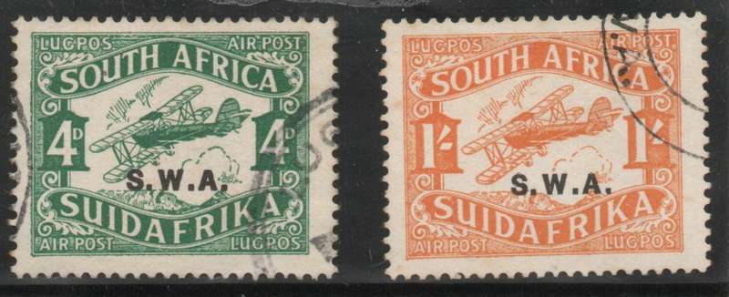 South West Africa 1930 Airmail Issue 2nd printing set of 2 very fine used. SACC 97-98. Cat R750