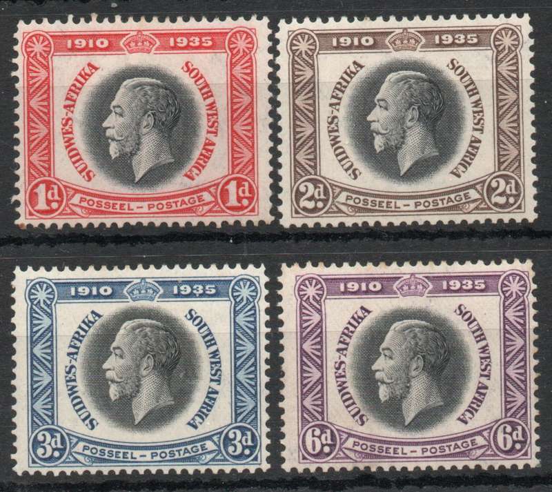 South West Africa 1935 KGV Silver Jubilee set of 4 lightly mounted. SACC 115-118. Cat R235 (2025)