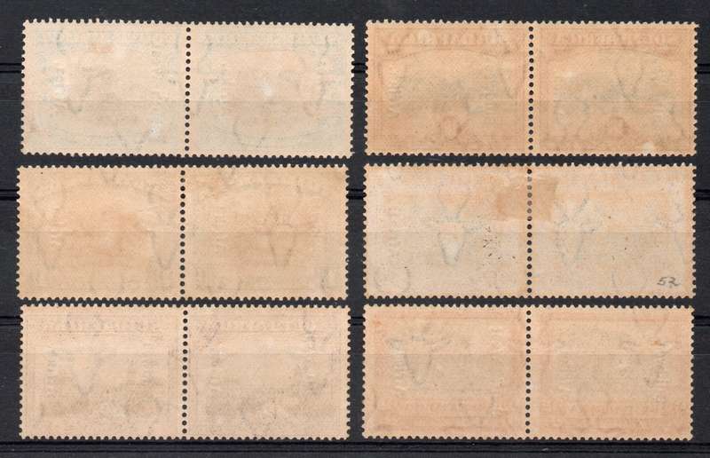 South West Africa 1926-27 Pictorials of South Africa ovptd set of 6 prs mm. SACC 75-80. Cat R8710