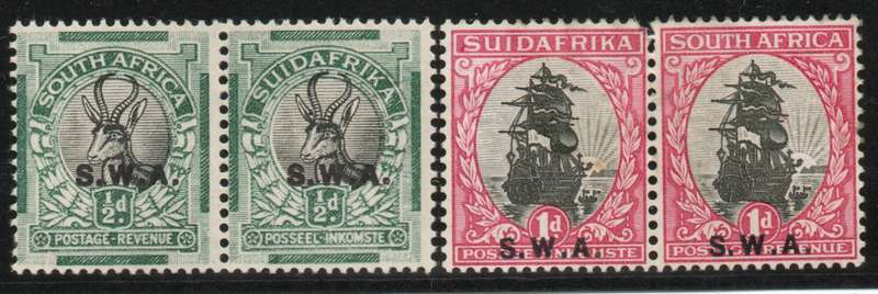 South West Africa 1930 Definitive set of 2 pairs umm & mm. SACC 93-94. Cat R650 (2025)