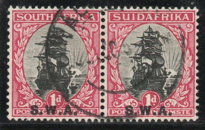 South West Africa 1930 Definitive 1d pair very fine used. SACC 94. Cat R220 (2025)