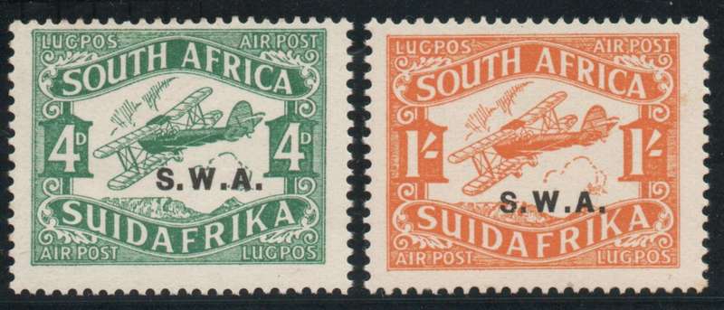 South West Africa 1930 Airmail Issue 2nd printing set of 2 lmm & umm. SACC 97-98. Cat R310 (2025)