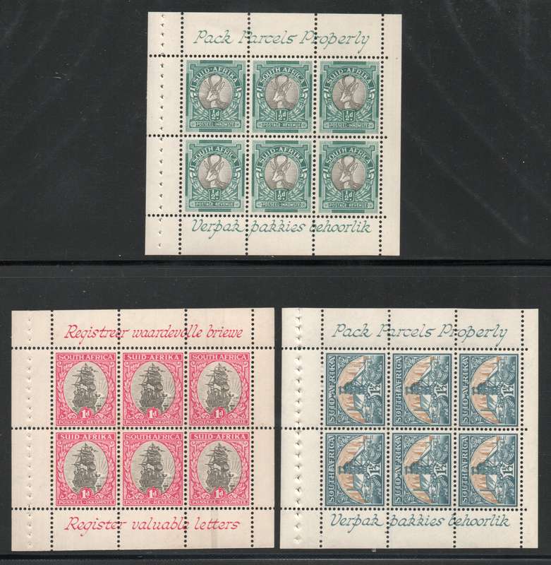 South Africa 1948 Booklet No. 20 sheets x 3 from booklet unmounted mint.  Cat R550 complete booklet.