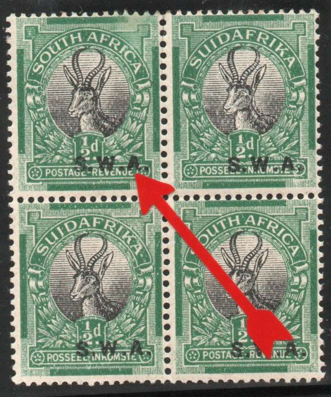 South West Africa 1927-30 London Pictorial ½d block of 4 mounted & umm. SACC 81. Cat R180+ (2025)