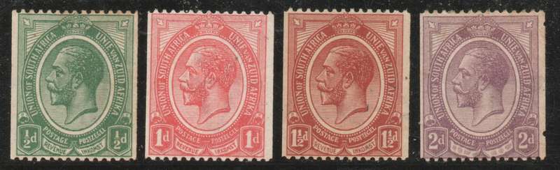 South Africa 1913 coil set of 4 mounted mint. SACC 17-20. Cat R620 (2025)